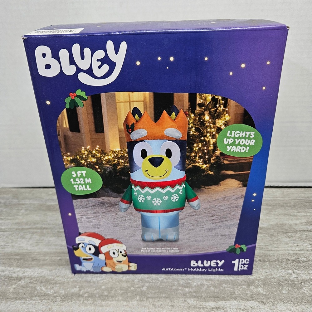 Bluey Airblown Holiday Inflatable‎ 5 Ft Tall Christmas Lights Up Your Yard gemmy